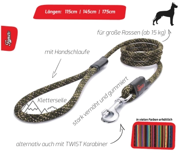 klassische Hundeleine - L - 145cm - alternativ türkis